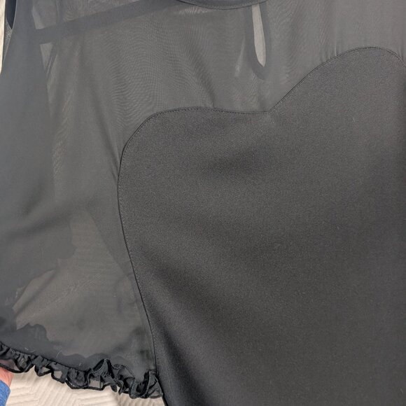 Dorothy Perkins Black Sheer Panel Mini Dress Ruffle Sleeve US 6 8 whimsigoth - Picture 9 of 16